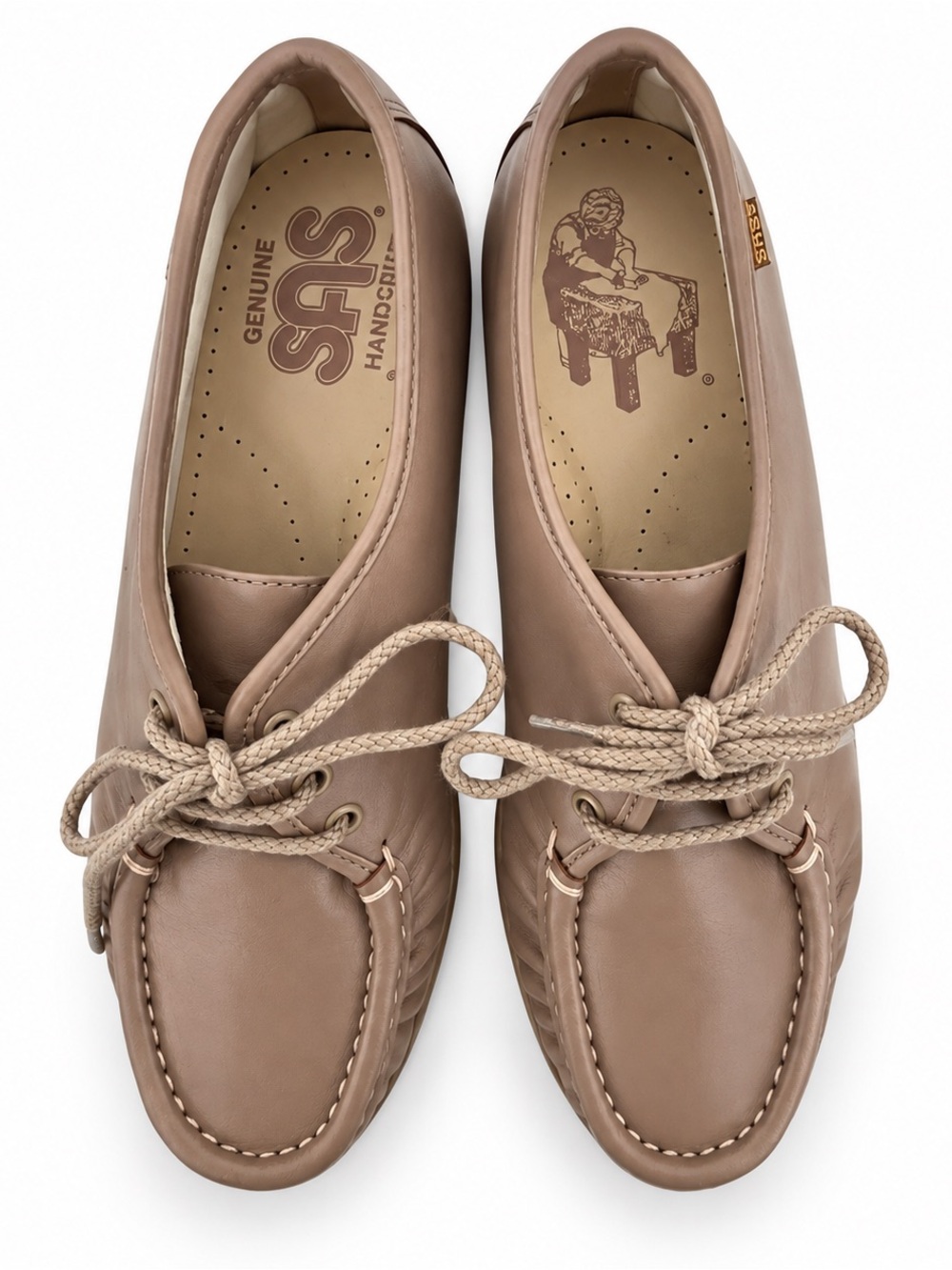 SAS Siesta Mocha Leather Lace Up Loafers 8 Narrow NWOT